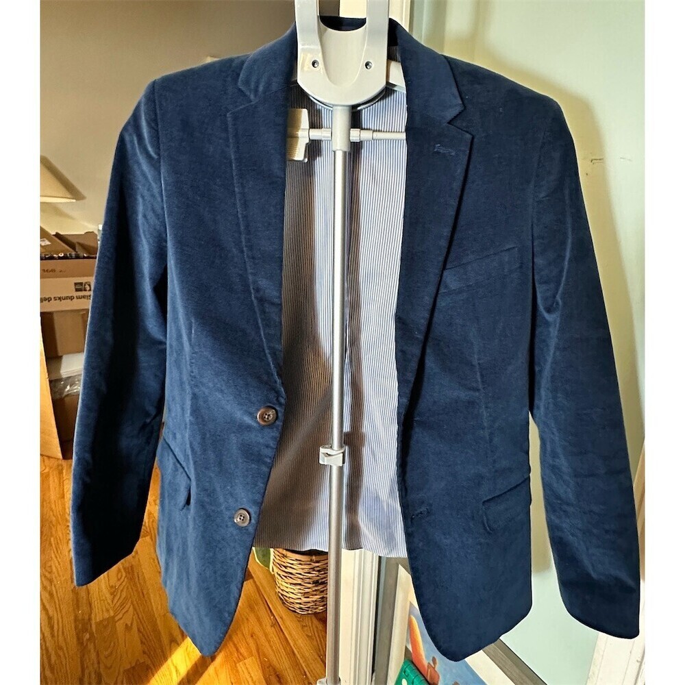 IZOD Boys Blazer Sport Coat Navy Blue Corduroy Lined 2-Button Size 16